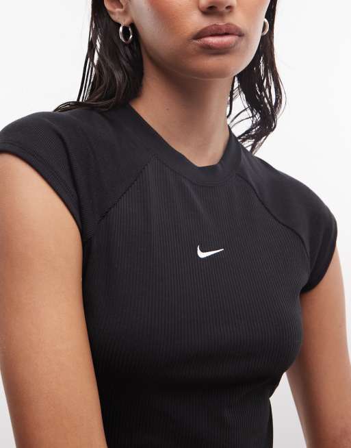 Nike Chill ribbed knit top in black and white, 4 of 4
