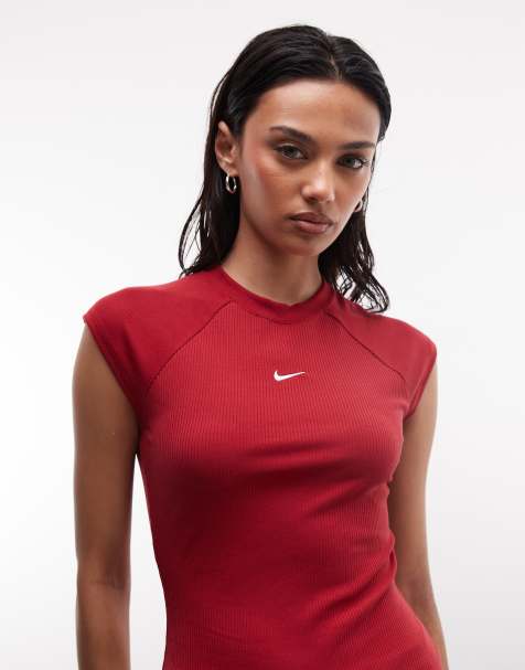 Nike Chill ribbed knit top in red - view 1