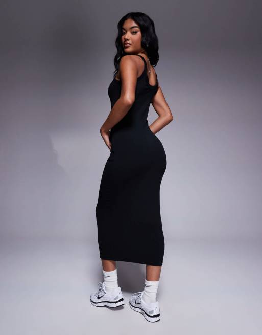 Nike Chill ribbed maxi tank dress in black | ASOS