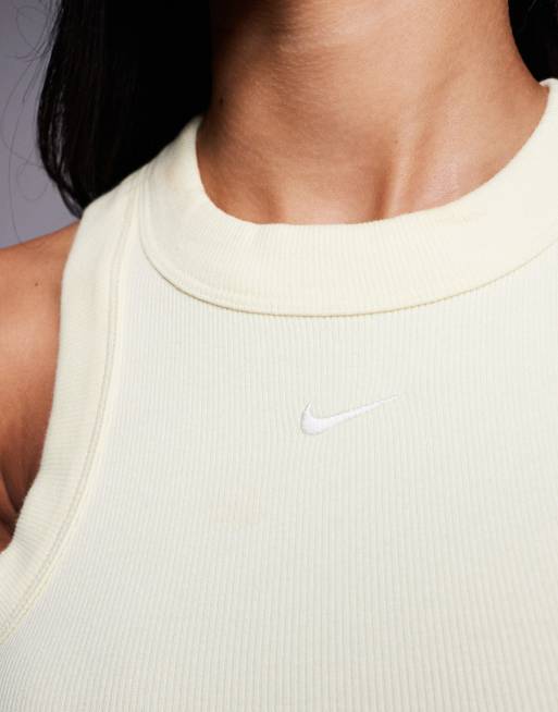 Nike Chill ribbed tank dress in butter yellow , 2 of 4
