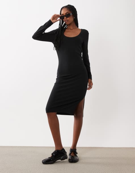 Nike - Chill - Robe mi-longue en maille à manches longues - Noir - view 1