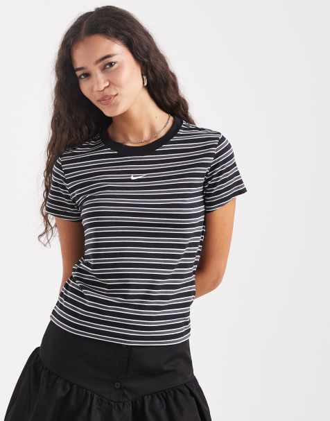 Nike – Chill – T-shirt w czarno-szare paski - view 1