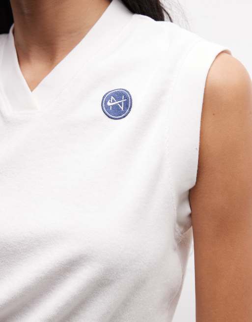 Nike - Chill - Tanktop van French terry in crème , 3 van 4