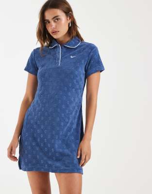 Nike Chill Terry Towel Dress In Blue