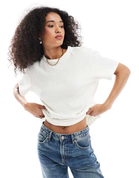 Nike Chill waffle knit oversized t-shirt in cream - view 1