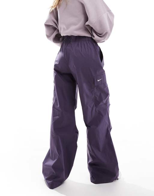 Nike – Ciemnofioletowe bojówki z tkaniny z logo Swoosh , 2 z 5