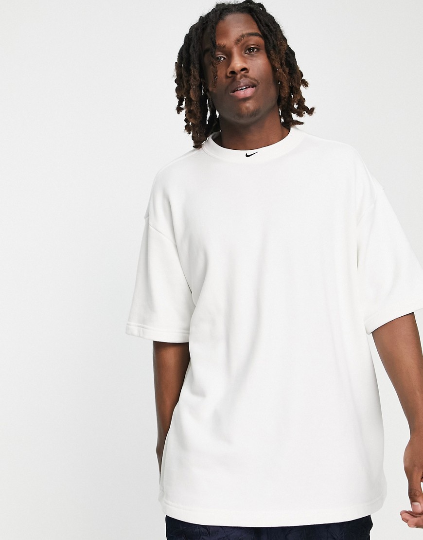 Nike Circa central swoosh mock neck t-shirt in white