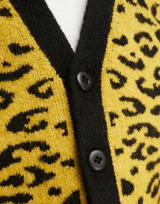 Mustard leopard outlet print cardigan