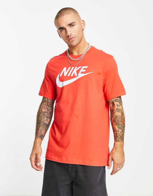 Nike Circa M90 Premium large logo t shirt in light crimson ASOS