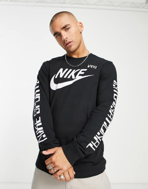 Nike Circa T shirt met lange mouwen en logo in zwart ASOS