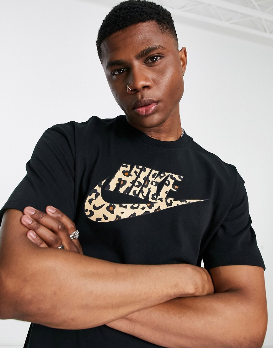 Nike City Made oversized leopard Futura logo T-shirt in black