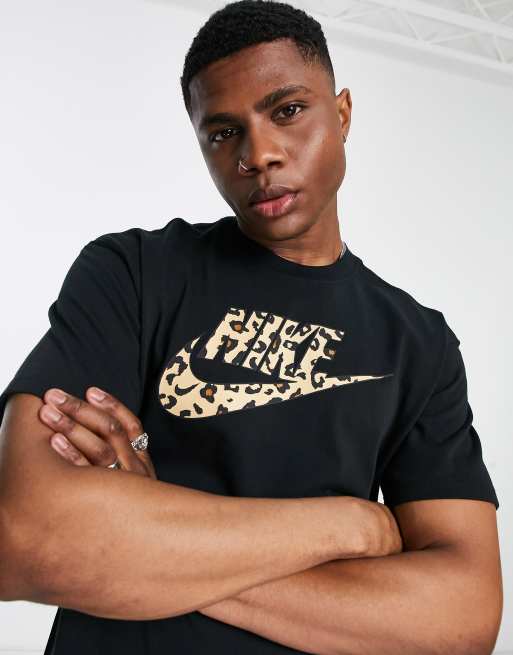 Nike City Made oversized leopard Futura logo T-shirt in black | ASOS