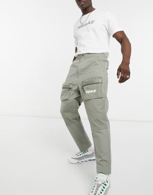 Nike Terry wide leg trousers in cargo khaki