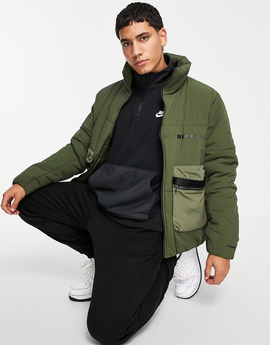 Nike City Made padded utility jacket in khaki-Green