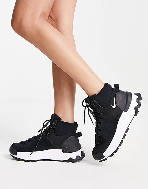 Nike City sneaker boots in black and white