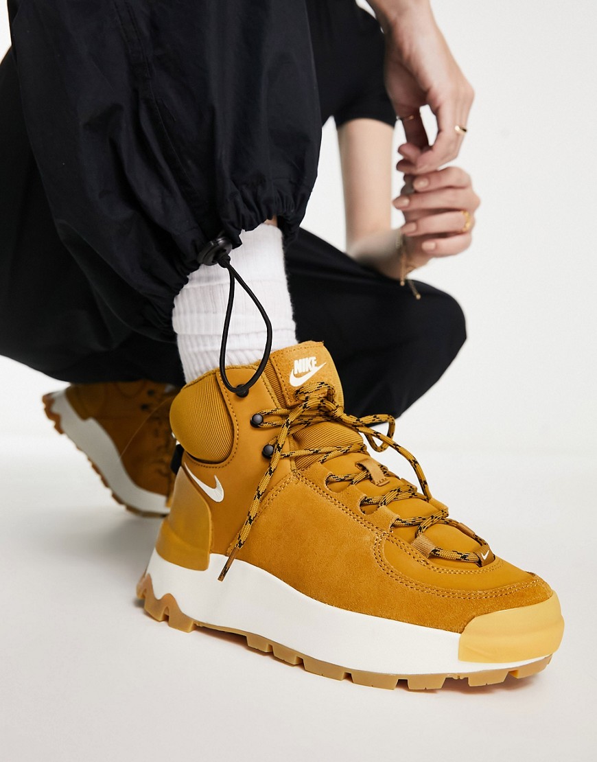 Shop Nike City Sneaker Boots In Wheat And White-brown