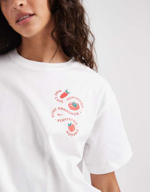 Nike Classic – Biały T-shirt oversize z grafiką Pomodoro , 3 z 4