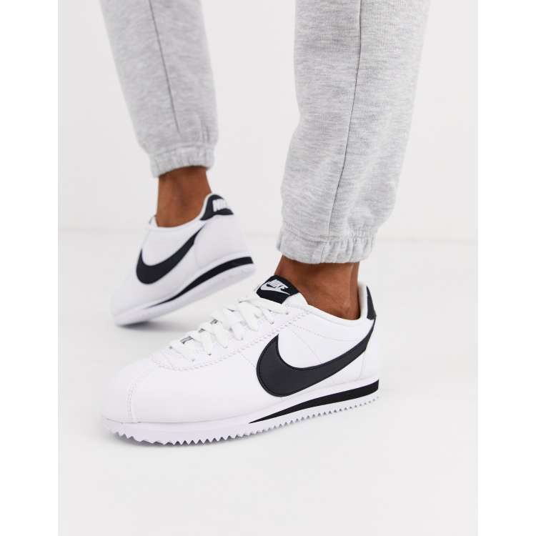 Purper Spreek uit streepje Nike - Classic Cortez - Leren sneakers in wit en zwart | ASOS