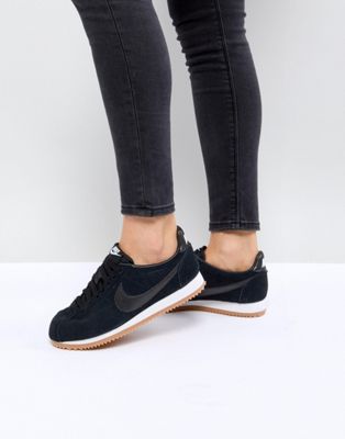 Nike Classic Cortez Leather Luxe Trainers In Black And Metallic Bronze, ASOS