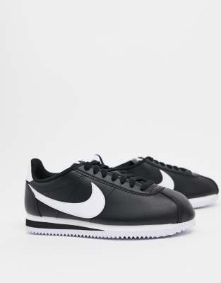 nike cortez trainers in black and rose gold