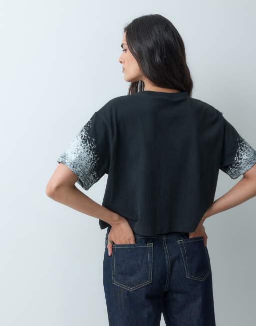 Nike Classic Crop Short Sleeved T-Shirt in black, 4 of 4