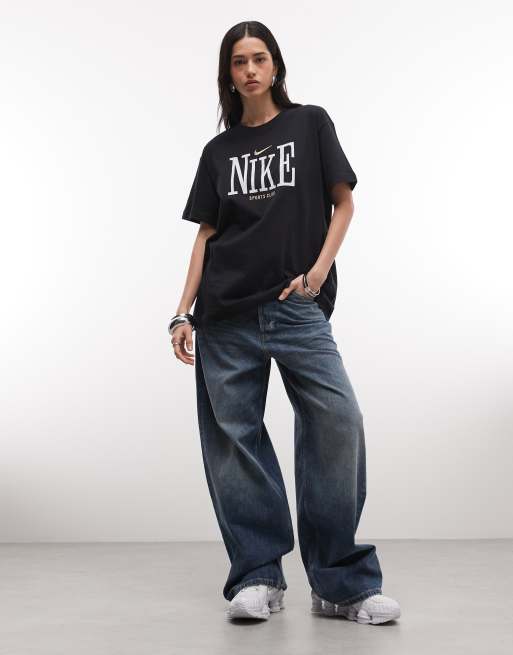 Nike Classic – Czarny T-shirt oversize z grafiką , 2 z 4