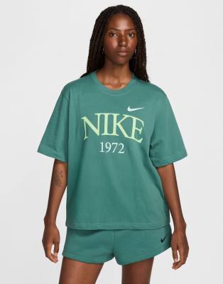 Shop Nike Classic Graphic Oversized T-shirt In Green