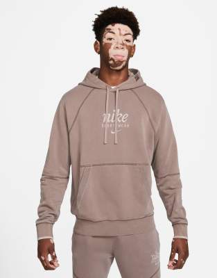 Nike Classic Heritage washed hoodie in gray-Grey