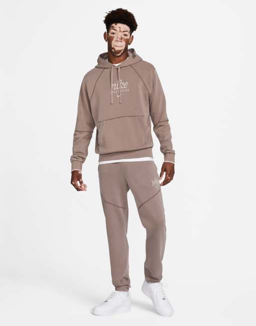 Nike Classic Heritage washed hoodie in gray