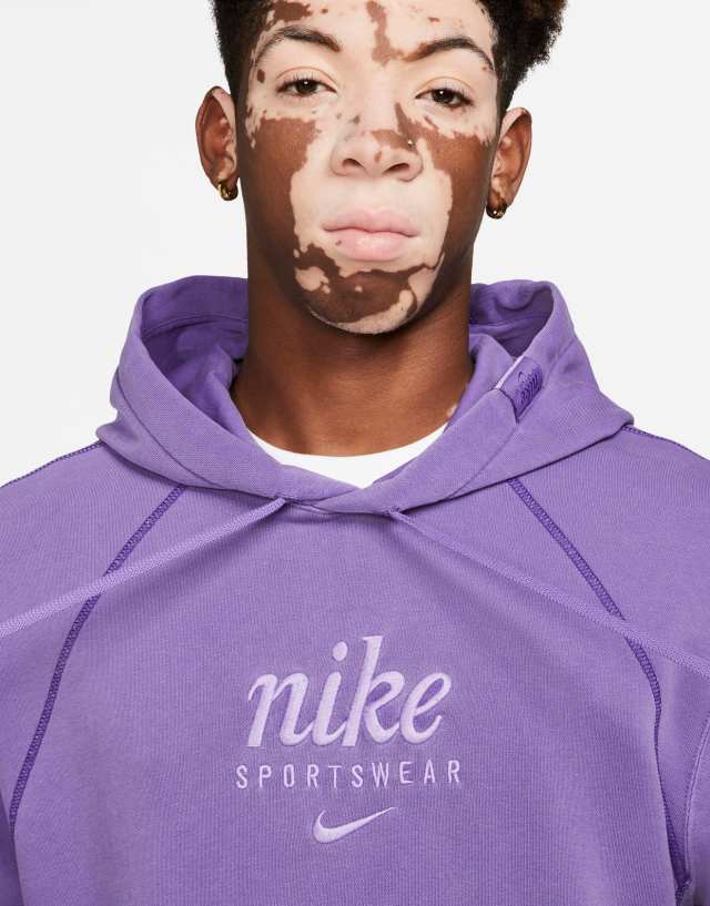 Nike Classic Heritage washed hoodie in purple 1