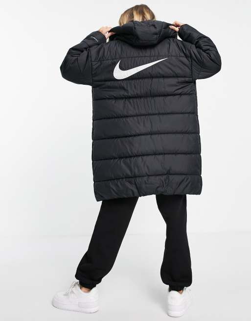 Nike Classic Longline Padded Jacket With Hood in Black