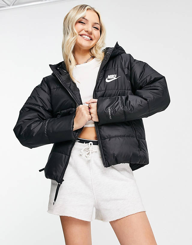 Nike - classic padded jacket with hood in black