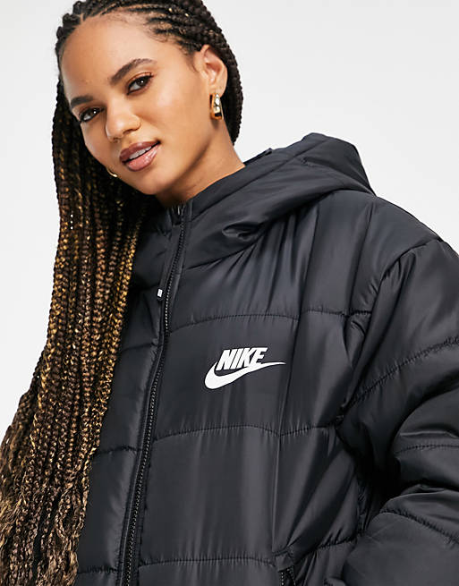 Nike classic padded jacket with hood in black