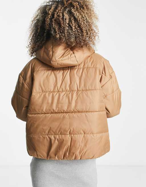 Nike classic padded jacket with hood in brown and safety orange, 4 of 4
