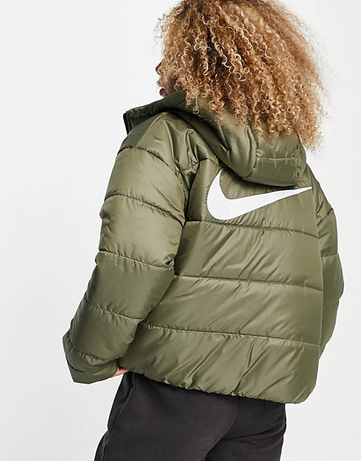  Nike classic padded jacket with hood in khaki olive 