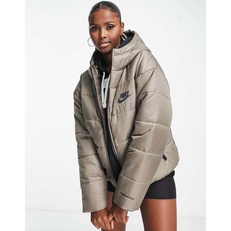 pequeño Hobart odio Nike classic padded jacket with hood in olive grey | ASOS