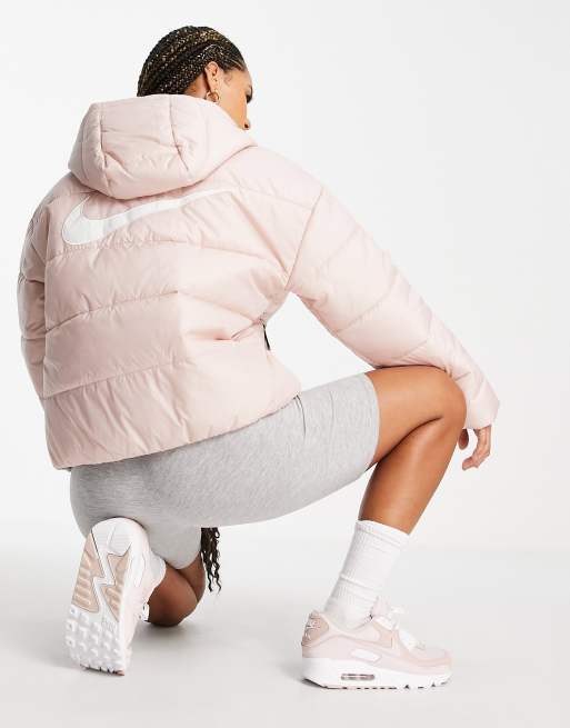 Nike classic padded jacket with hood in pink oxford