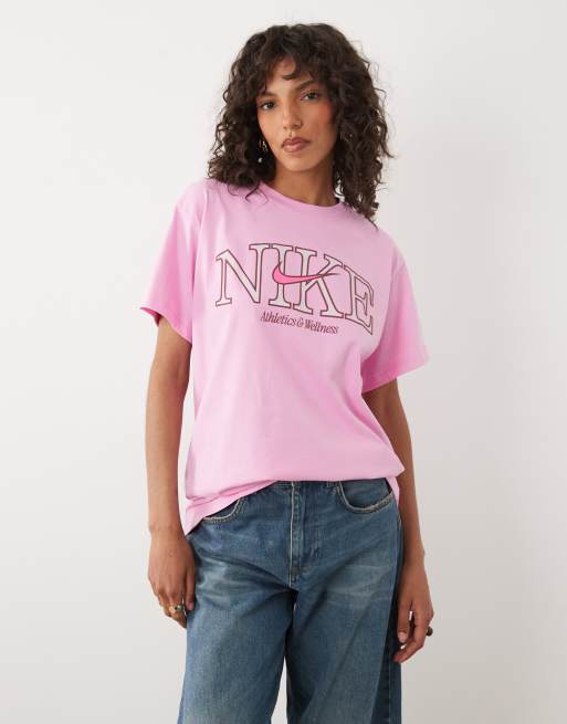 Nike – Classic – Rosa t-shirt i boyfriend-modell med grafiskt tryck, 3 av 4
