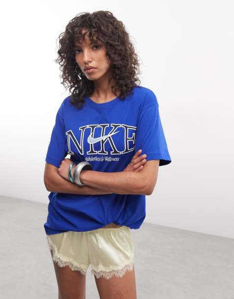 Nike Classic - T-shirt boyfriend blu con stampa grafica - view 1