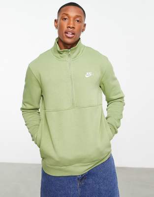 Nike Club 1/4 zip sweat in green | ASOS