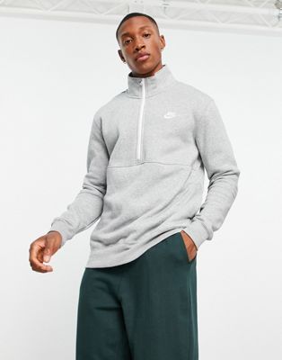 Nike Club 1/4 zip sweat in grey