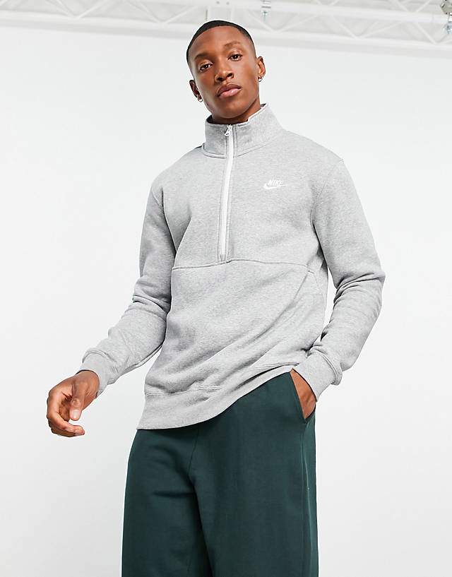 Nike - club 1/4 zip sweat in grey