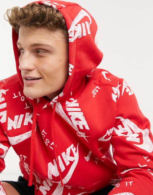 Red nike hoodie with nike signs all over new arrivals