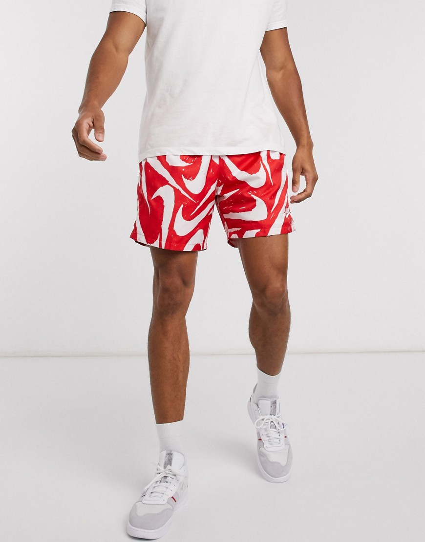 Nike Club all over logo print woven shorts in red
