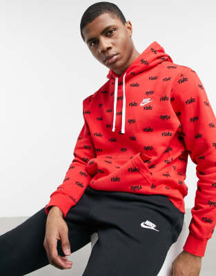 Black nike hotsell hoodie red logo