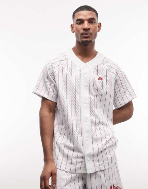Nike Club Baseball striped jersey in white - view 1