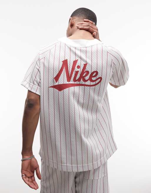 Nike Club Baseball striped jersey in white, 2 of 5
