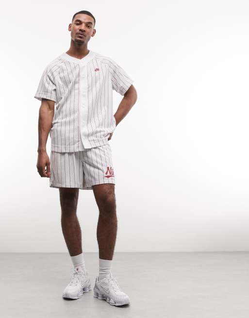 Nike Club Baseball striped jersey in white, 3 of 5