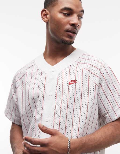 Nike Club Baseball striped jersey in white, 5 of 5