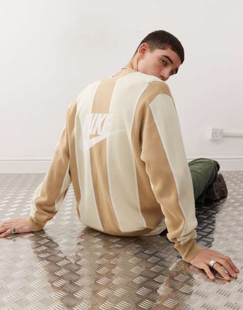 Nike – Club – Beżowy sweter w paski - view 1